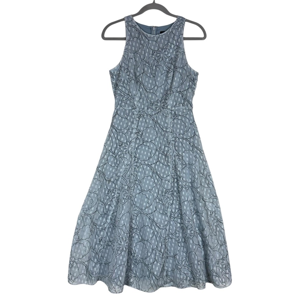 Banana Republic Dress Womens 0 Blue Floral Fit & Flare Sleeveless Knee Length